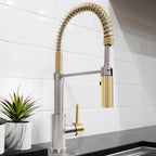 ZLINE Autograph Sierra Pull Down Spring Single Handle Kitchen Faucet in Brushed Nickel and Champagne Bronze, SRA-KF-ZBNCB
