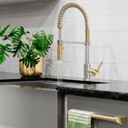 ZLINE Autograph Sierra Pull Down Spring Single Handle Kitchen Faucet in Brushed Nickel and Champagne Bronze, SRA-KF-ZBNCB