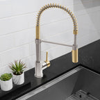 ZLINE Autograph Sierra Pull Down Spring Single Handle Kitchen Faucet in Brushed Nickel and Champagne Bronze, SRA-KF-ZBNCB