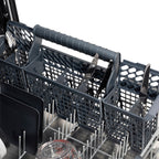 ZLINE Autograph 24" Monument Series 3rd Rack Top Touch Control Tall Tub Dishwasher in Stainless Steel with Champagne Bronze Helix Handle, 45dBa, DWMTZ-30424-KCB