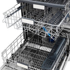 ZLINE Autograph 24" Monument Series 3rd Rack Top Touch Control Tall Tub Dishwasher in Stainless Steel with Polished Nickel Helix Handle, 45dBa, DWMTZ-30424-KPN