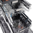 ZLINE Autograph 24" Monument Series 3rd Rack Top Touch Control Tall Tub Dishwasher in Stainless Steel with Polished Nickel Helix Handle, 45dBa, DWMTZ-30424-KPN