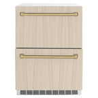 ZLINE 24 in. Refrigerator Drawer Outdoor-Rated Panel Ready 168 Can Capacity Champagne Bronze Handles (RDSPOZ-24-CB)