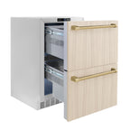 ZLINE 24 in. Refrigerator Drawer Outdoor-Rated Panel Ready 168 Can Capacity Champagne Bronze Handles (RDSPOZ-24-CB)