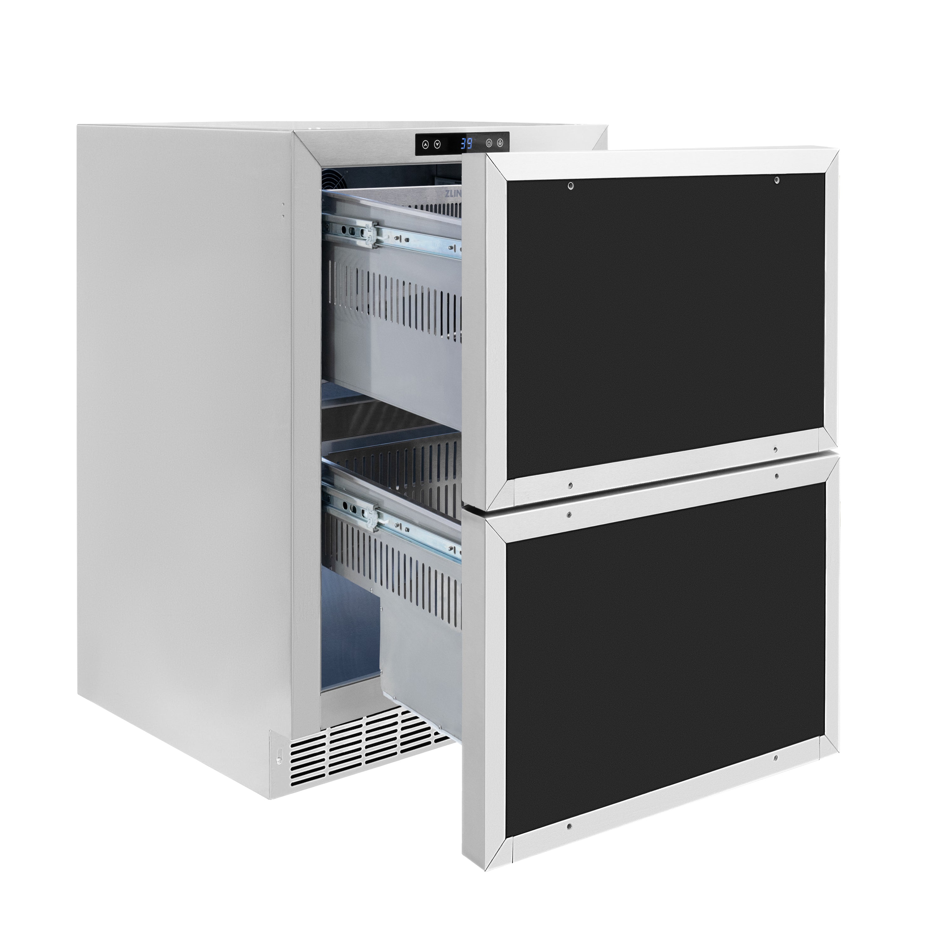ZLINE 24-Inch Refrigerator Drawer 4.6 cu. ft. 168-Can Capacity Outdoor-Rated Panel-Ready Polished Gold Handles (RDSPOZ-24-G)