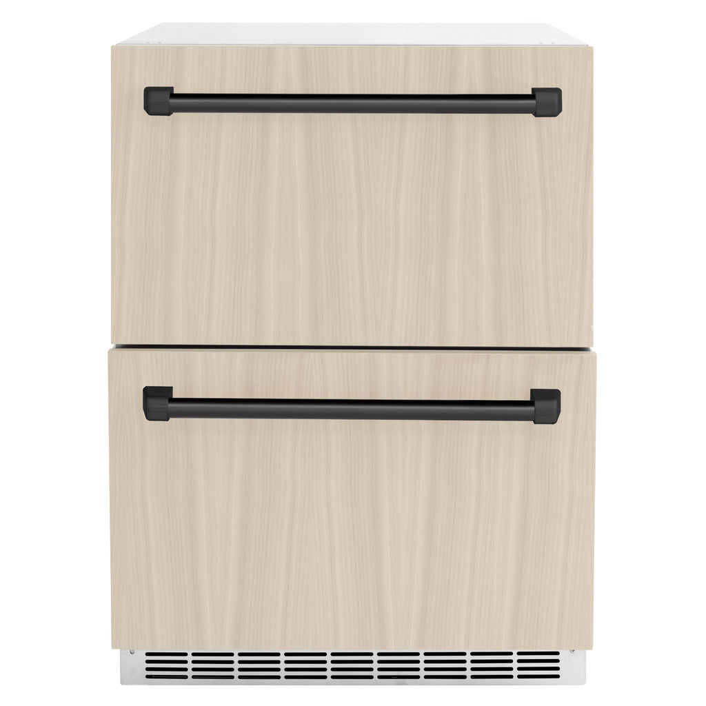 ZLINE 24 in. Refrigerator Drawer 4.6 cu. ft. Outdoor Rated Panel Ready Matte Black Handles (RDSPOZ-24-MB)