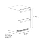 ZLINE 24 in. Refrigerator Drawer 168 Can Capacity Outdoor-Rated Stainless Steel Doors Champagne Bronze Handles (RDSOZ-ST-24-CB)