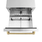 ZLINE 24 in. Refrigerator Drawer 168 Can Capacity Outdoor-Rated Stainless Steel Doors Champagne Bronze Handles (RDSOZ-ST-24-CB)