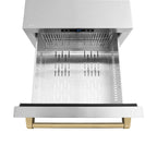 ZLINE 24 in. Refrigerator Drawer 168 Can Capacity Outdoor-Rated Stainless Steel Doors Champagne Bronze Handles (RDSOZ-ST-24-CB)
