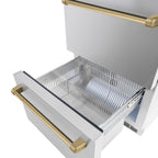 ZLINE 24 in. Refrigerator Drawer 168 Can Capacity Outdoor-Rated Stainless Steel Doors Champagne Bronze Handles (RDSOZ-ST-24-CB)