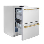 ZLINE 24 in. Refrigerator Drawer 168 Can Capacity Outdoor-Rated Stainless Steel Doors Champagne Bronze Handles (RDSOZ-ST-24-CB)