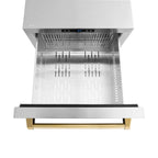 ZLINE 24-Inch Refrigerator Drawer Outdoor-Rated 168-Can Capacity Stainless Steel Polished Gold Handles (RDSOZ-ST-24-G)