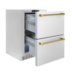 ZLINE 24-Inch Refrigerator Drawer Outdoor-Rated 168-Can Capacity Stainless Steel Polished Gold Handles (RDSOZ-ST-24-G)