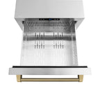 ZLINE 24-Inch Dual Refrigerator Drawer 168 Can Capacity Outdoor-Rated Stainless Steel Doors Champagne Bronze Helix Handles (RDSOZ-ST-24-KCB)