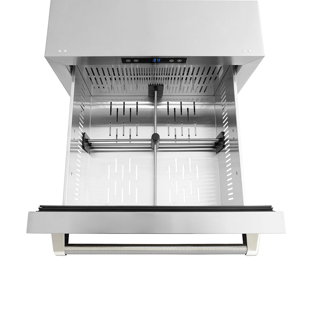 ZLINE 24 in. Outdoor Dual Refrigerator Drawer 168 Can Capacity Stainless Steel Doors Polished Nickel Helix Handles (RDSOZ-ST-24-KPN)