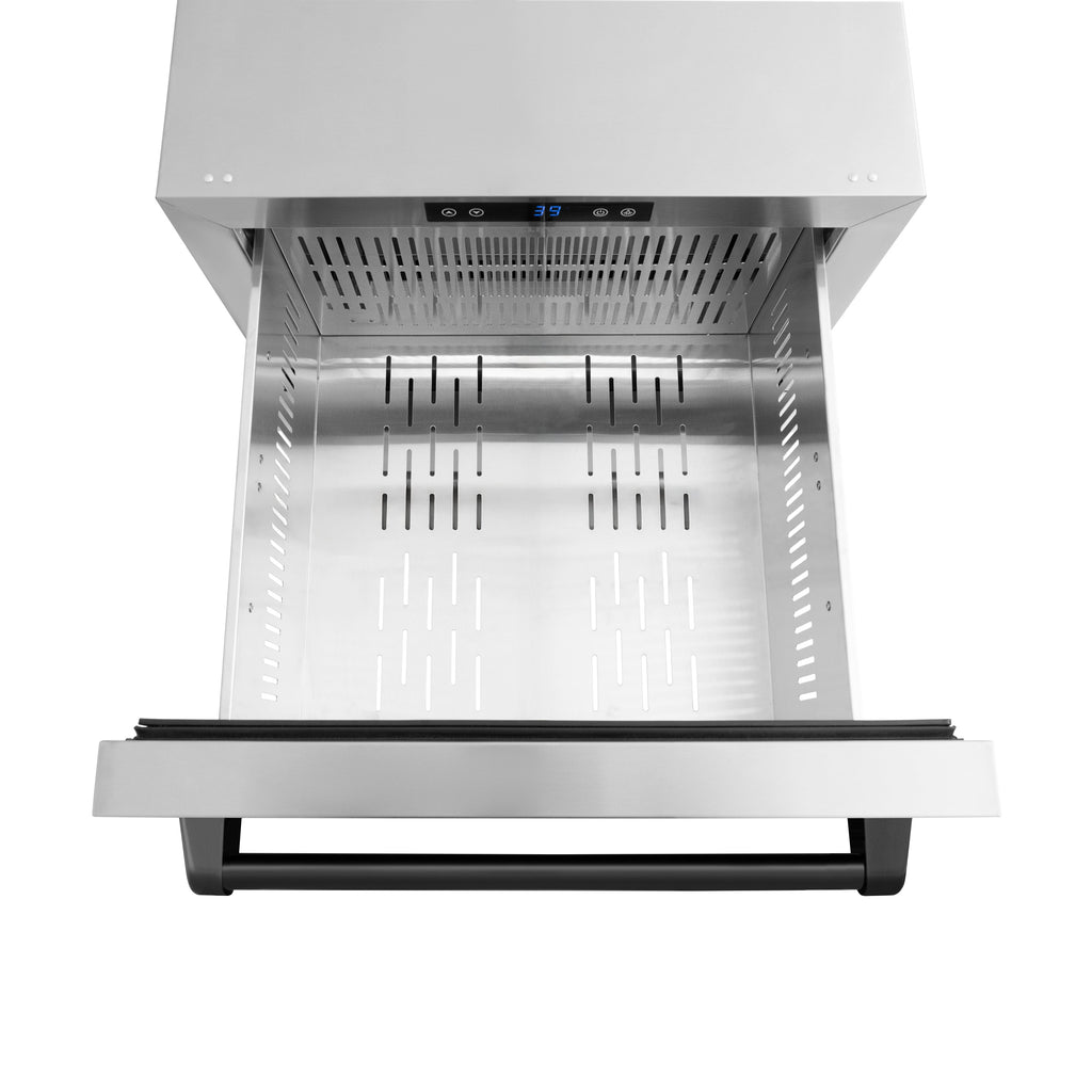 ZLINE 24 in. Refrigerator Drawer 4.6 cu. ft. 168 Can Capacity Outdoor-Rated Stainless Steel Matte Black Handles (RDSOZ-ST-24-MB)