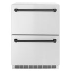 ZLINE 24 in. Refrigerator Drawer 4.6 cu. ft. 168 Can Capacity Outdoor-Rated Stainless Steel Matte Black Handles (RDSOZ-ST-24-MB)