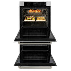 ZLINE Autograph 30" Professional True Convection Double Wall Oven with Air Fry and Self Clean in Stainless Steel with Polished Nickel Helix Handles, WADZ-30-KPN