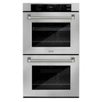 ZLINE Autograph 30" Professional True Convection Double Wall Oven with Air Fry and Self Clean in Stainless Steel with Polished Nickel Helix Handles, WADZ-30-KPN