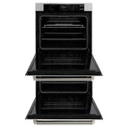 ZLINE Autograph 30" Professional True Convection Double Wall Oven with Air Fry and Self Clean in Stainless Steel with Polished Nickel Helix Handles, WADZ-30-KPN