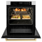 ZLINE 30" Autograph Single Wall Oven with Air Fry and Self-Clean in Stainless Steel and Champagne Bronze Handle, WASZ-30-CB