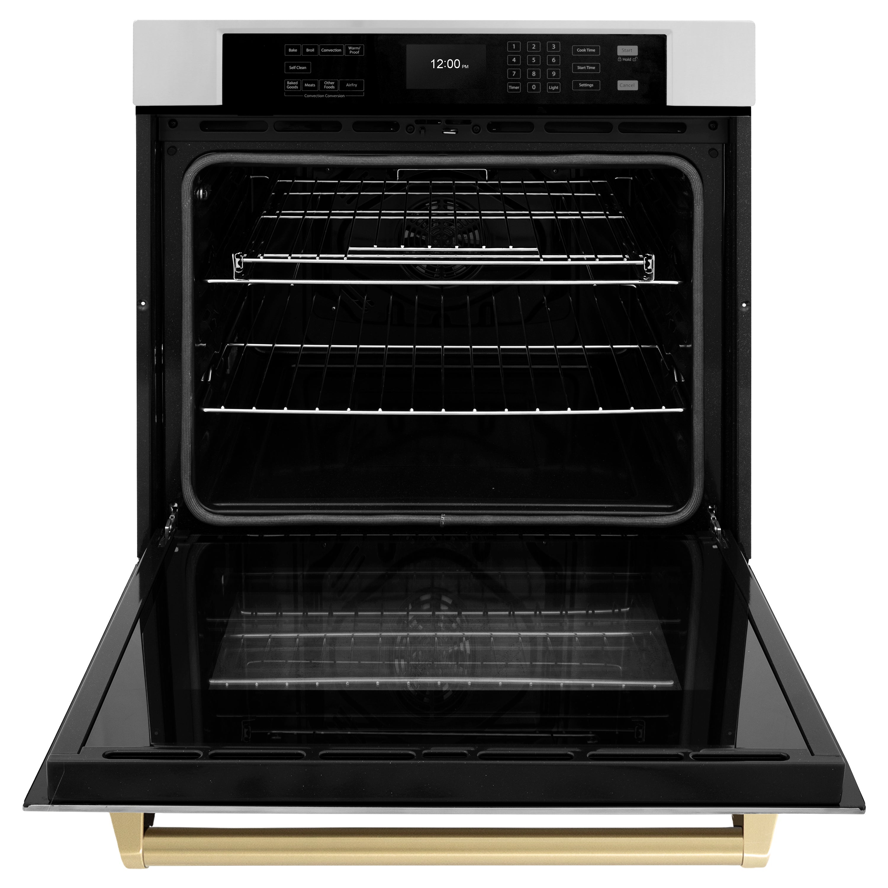 ZLINE 30" Autograph Single Wall Oven with Air Fry and Self-Clean in Stainless Steel and Champagne Bronze Handle, WASZ-30-CB