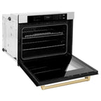 ZLINE 30" Autograph Single Wall Oven with Air Fry and Self-Clean in Stainless Steel and Champagne Bronze Handle, WASZ-30-CB