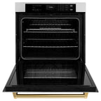 ZLINE 30" Autograph Single Wall Oven with Air Fry and Self-Clean in Stainless Steel and Gold Handle, WASZ-30-G