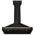 ZLINE 36 in. Wall Mount Range Hood 400 CFM Convertible Black Stainless Steel with Champagne Bronze Handle (BSKB4Z-36-CB)