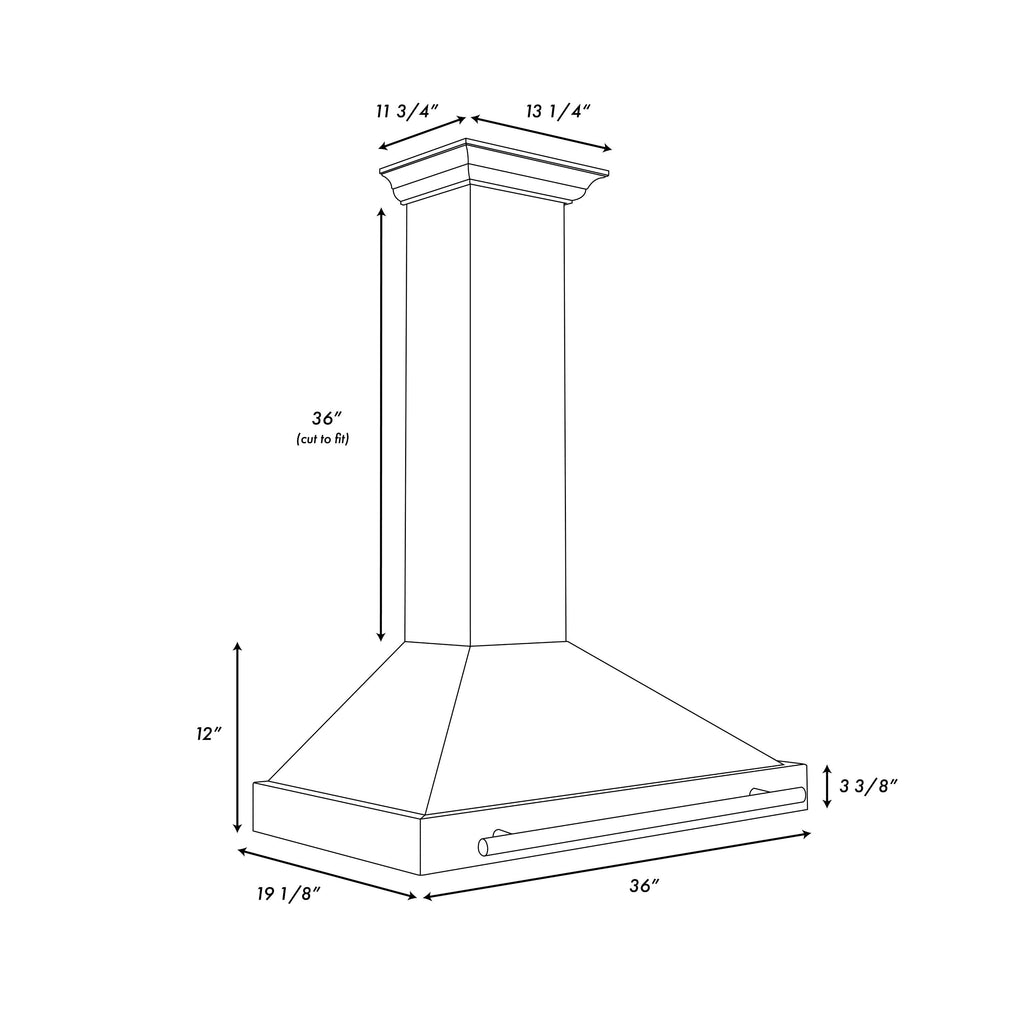 ZLINE 36 in. Wall Mount Range Hood 400 CFM Convertible Black Stainless Steel Gold Handle (BSKB4Z-36-G)