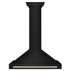 ZLINE 36 in. Wall Mount Range Hood 400 CFM Convertible Black Stainless Steel Gold Handle (BSKB4Z-36-G)