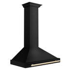 ZLINE 36 in. Wall Mount Range Hood 400 CFM Convertible Black Stainless Steel Gold Handle (BSKB4Z-36-G)
