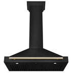 ZLINE 36 in. Wall Mount Range Hood 400 CFM Convertible Black Stainless Steel Gold Handle (BSKB4Z-36-G)