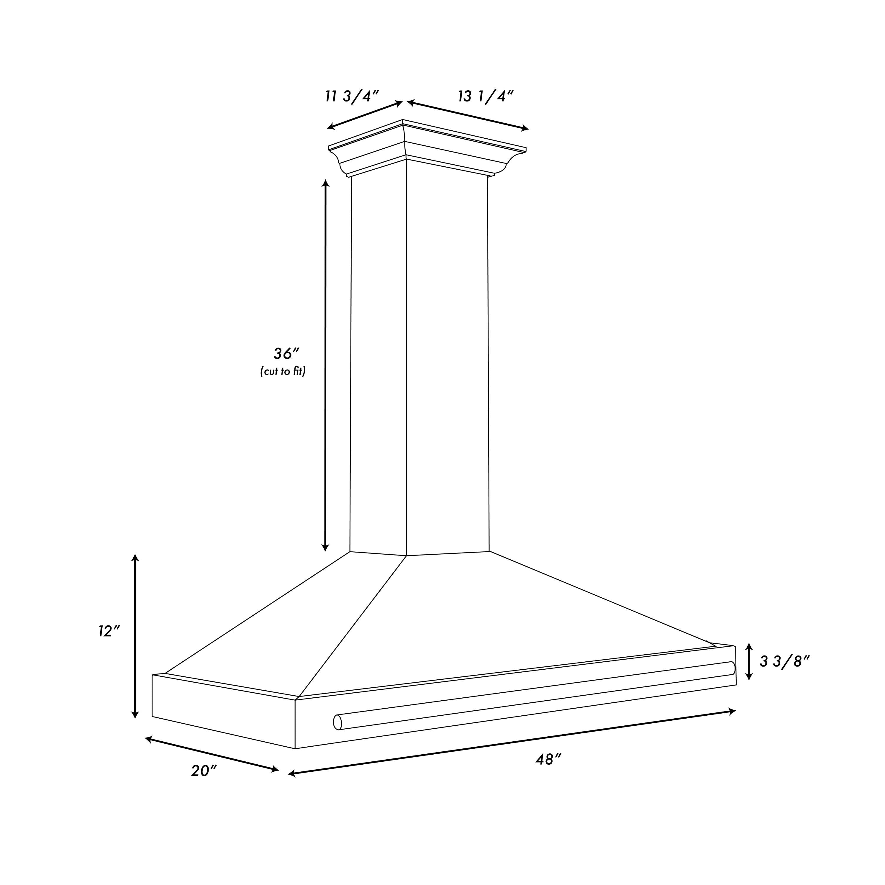 ZLINE 48 in. Wall Mount Range Hood 400 CFM Convertible Black Stainless Steel with Champagne Bronze Handle (BSKB4Z-48-CB)
