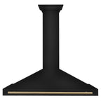 ZLINE 48 in. Wall Mount Range Hood 400 CFM Convertible Black Stainless Steel with Champagne Bronze Handle (BSKB4Z-48-CB)