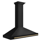 ZLINE 48 in. Wall Mount Range Hood 400 CFM Convertible Black Stainless Steel with Champagne Bronze Handle (BSKB4Z-48-CB)