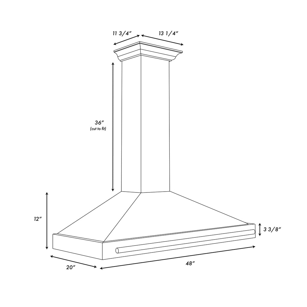 ZLINE 48 in. Wall Mount Range Hood 400 CFM Convertible Black Stainless Steel Gold Handle (BSKB4Z-48-G)