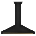 ZLINE 48 in. Wall Mount Range Hood 400 CFM Convertible Black Stainless Steel Gold Handle (BSKB4Z-48-G)
