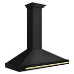 ZLINE 48 in. Wall Mount Range Hood 400 CFM Convertible Black Stainless Steel Gold Handle (BSKB4Z-48-G)