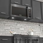 ZLINE 30" 1.5 cu. ft. Over the Range Microwave in Black Stainless Steel with Traditional Handle and Set of 2 Charcoal Filters, MWO-OTRCFH-30-BS