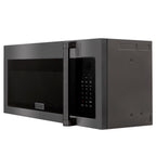 ZLINE 30" 1.5 cu. ft. Over the Range Microwave in Black Stainless Steel with Traditional Handle and Set of 2 Charcoal Filters, MWO-OTRCFH-30-BS