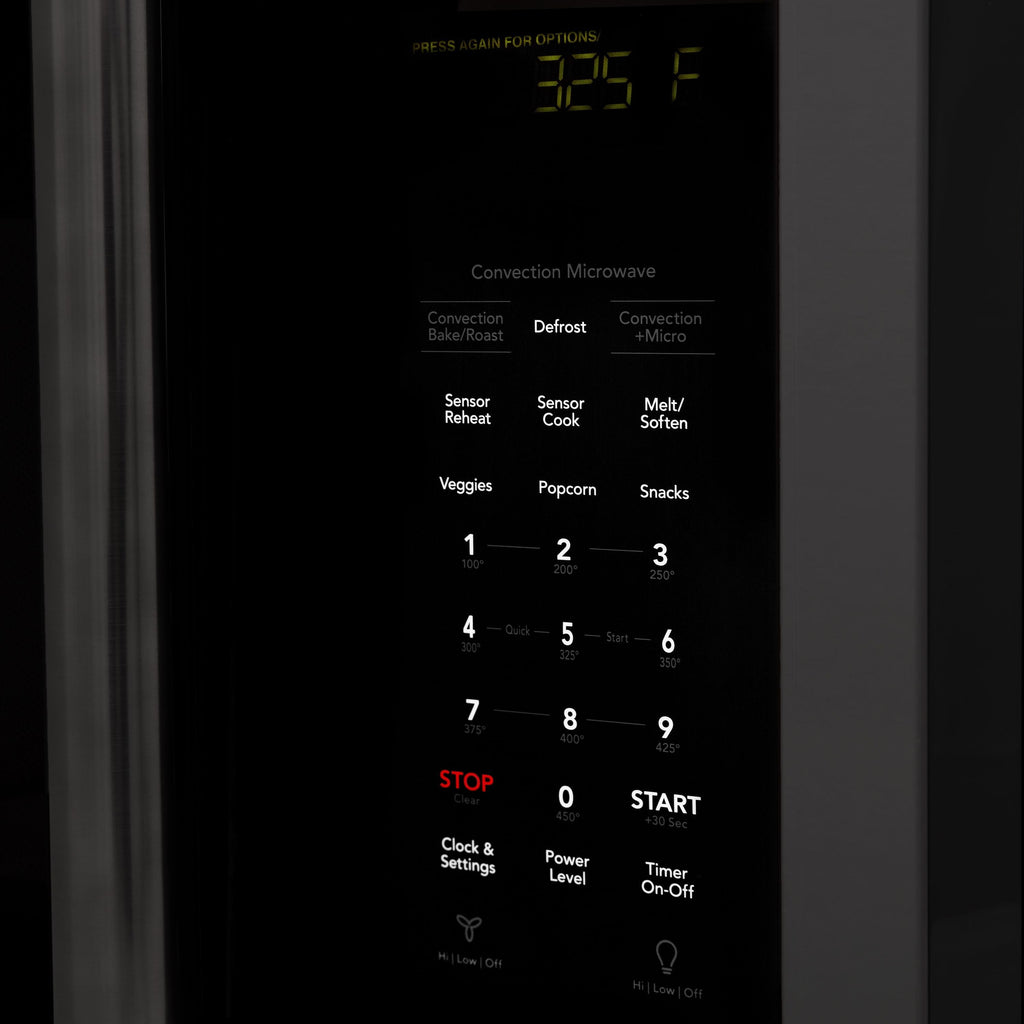 ZLINE Over the Range Convection Microwave Oven in Black Stainless Steel with Traditional Handle and Sensor Cooking, MWO-OTR-H-30-BS