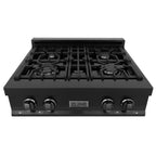 ZLINE Appliance Package - 30" Double Wall Oven, Rangetop, Over The Range Microwave in Black Stainless Steel