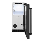 ZLINE 15" Touchstone Clear Cube Ice Maker with Drain Pump and Black Stainless Steel Door, ICCD-BS-15