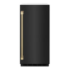 ZLINE Autograph 15" Touchstone Clear Cube Ice Maker with Drain Pump and Black Stainless Steel Door with Champagne Bronze Helix Handle, ICCDZ-BS-15-KCB