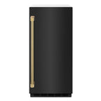 ZLINE Autograph 15" Touchstone Gourmet Ice Maker with Drain Pump and Black Stainless Steel Door with Polished Gold Helix Handle, IGMDZ-BS-15-KG