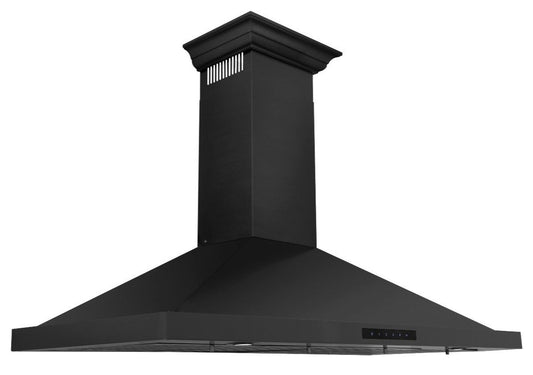 ZLINE 48 in. Wall Mount Range Hood Convertible Vent Black Stainless Steel with Crown Molding (BSKBNCRN-48)