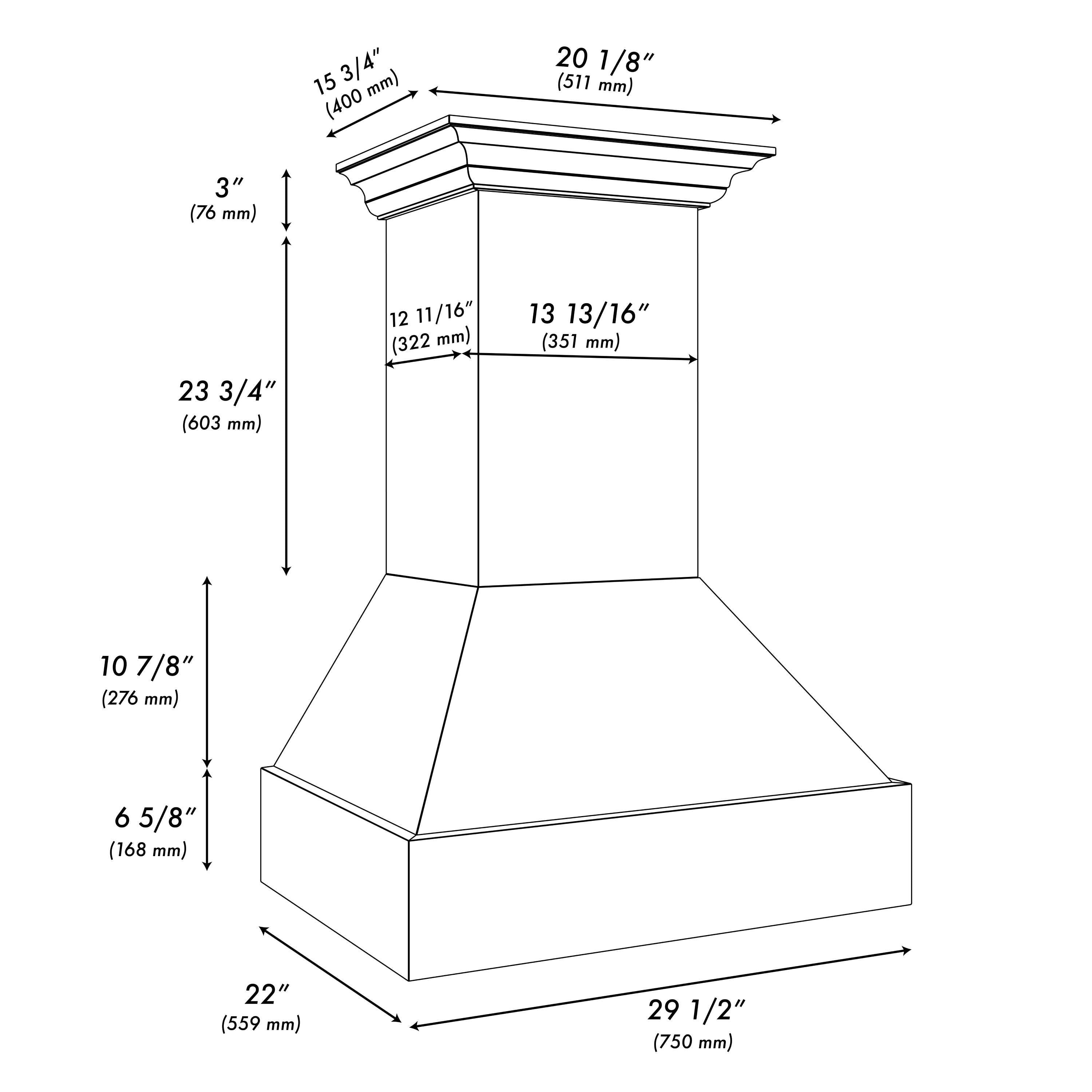ZLINE 30 in. Wooden Wall Mount Range Hood, Rustic Black Finish, 400 CFM (355CC-30)