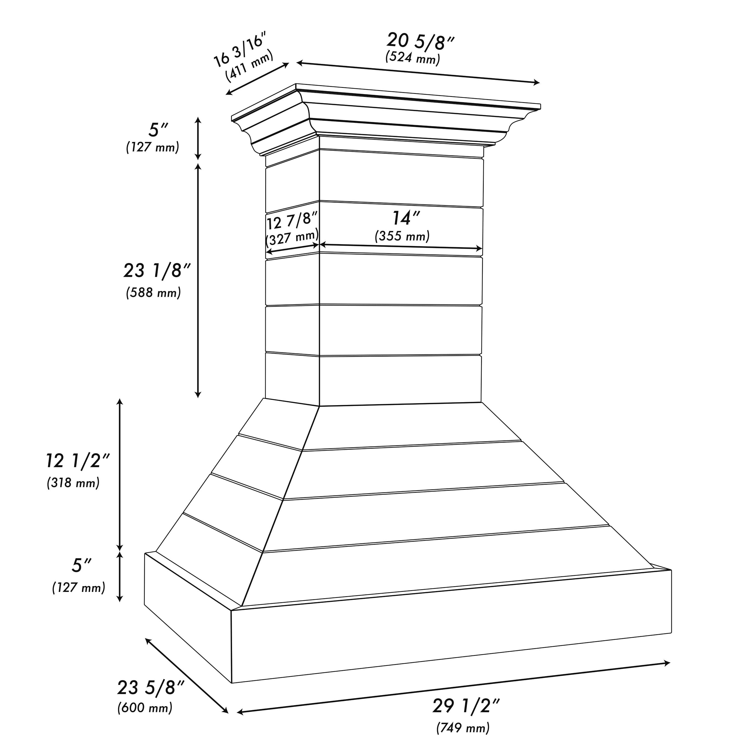 ZLINE 30 in. Wooden Wall Mount Range Hood, Rustic Shiplap Black Finish, Stainless Steel Accents, 400 CFM (365CC-30)