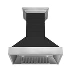 ZLINE 36 in. Wall Mount Range Hood 700 CFM Rustic Shiplap Black with Stainless Steel Accents (365CC-36)